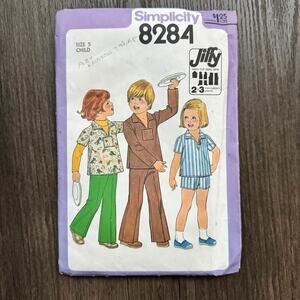 Vintage 1970s Simplicity 8284 Sewing Pattern Kids Sz 5T Top Pant Short COMPLETE